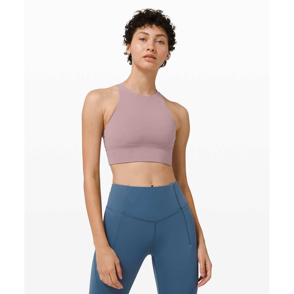 Lululemon Energy Bra High Neck Long Line Tough Womens Size 4 Strappy Violet